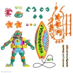 Super7 Teenage Mutant Ninja Turtles Ultimates Mike The Sewer Surfer Action Figure -Model Figures cowabunga